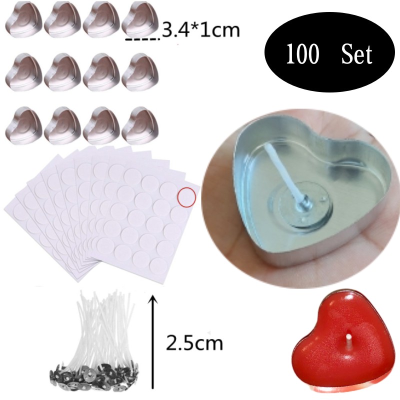 Candle Making Kit - 100 zestawów w kształcie serca Puste